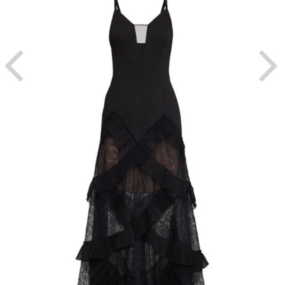 BCBG Ruffle Skirt Evening Gown size 0. Perfect condition worn once &dry cleaned!